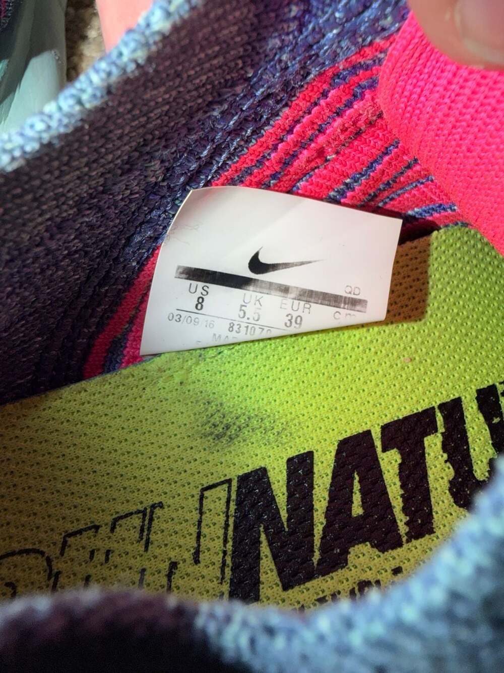 Nike Free RN Flyknit Women's Running Shoes Blue and Pink - Picture 6 of 8